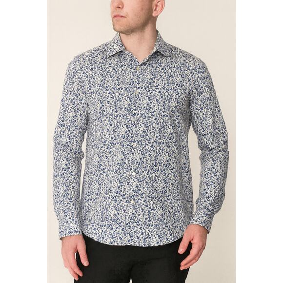 Van Heusen Men’s Blue Floral Button-Down Shirt Size 16 34/35 Long Sleeve - Picture 1 of 8